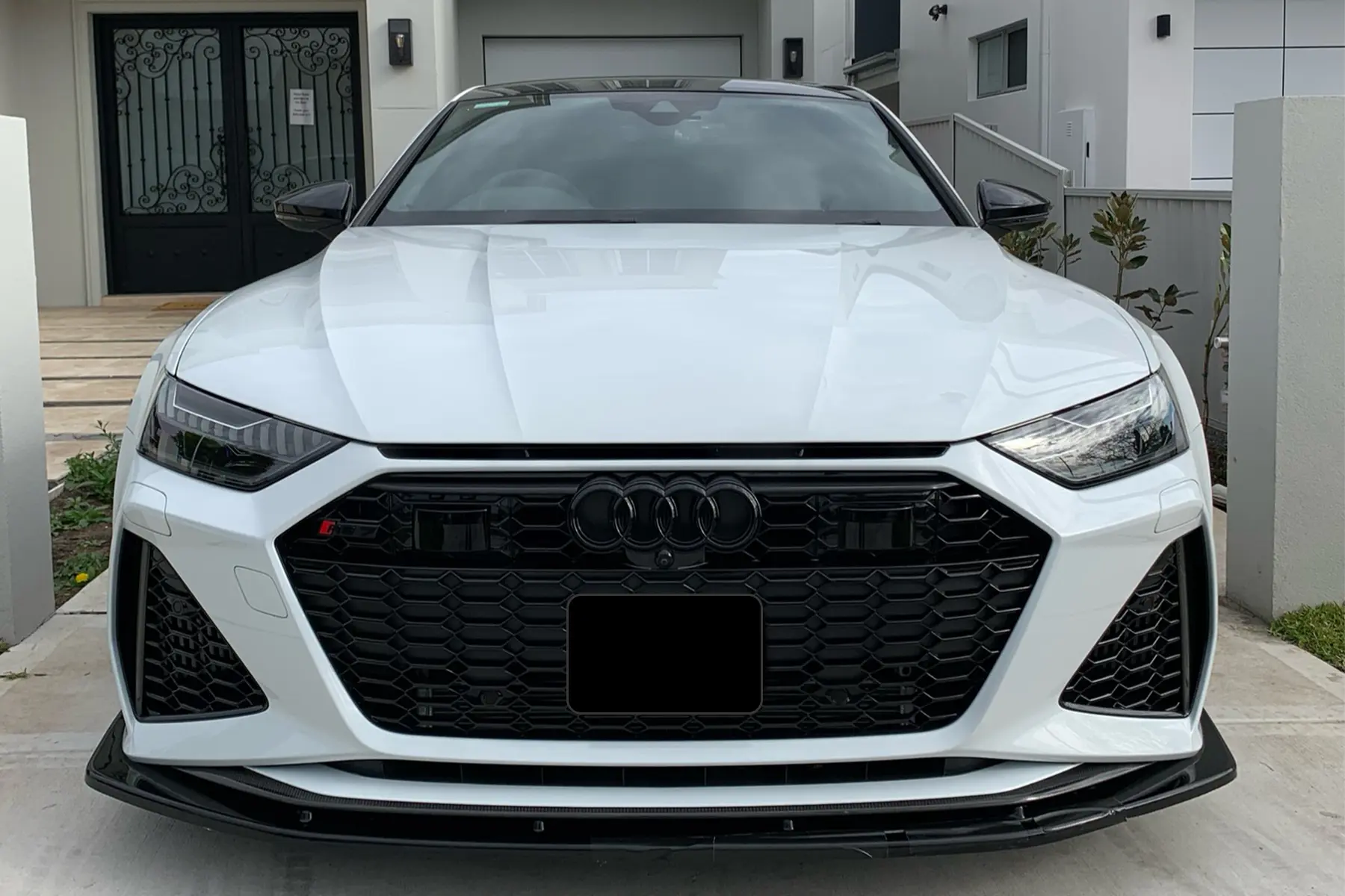 Audi RS7 Blackvue dash cam brand. Wiring routed through interior trim