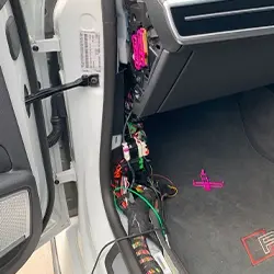 BMW M3 hardwired dashcam installation with clean factory-style fitment